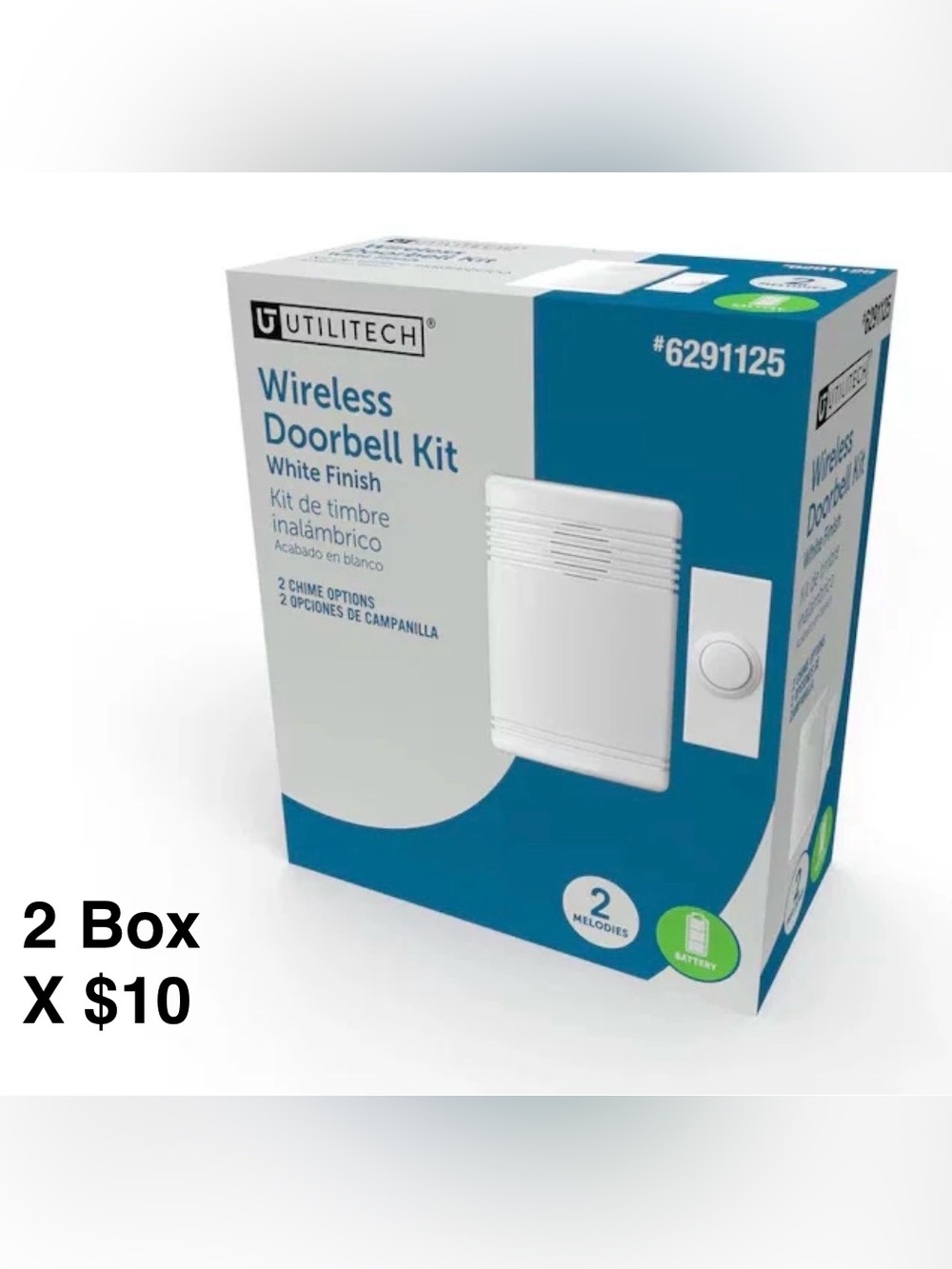 Utilitech White Wireless Doorbell Doorbell kit / 2 Box X $10.00